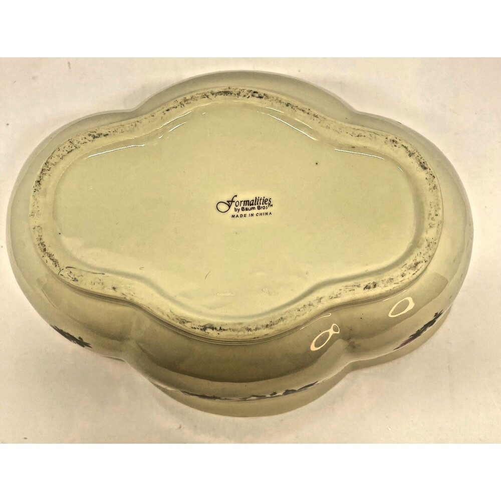 Formalities by Baum Bros Victorian Rose Large Scalloped Oval Bowl 11x8x5.5"-VTG - Picture 9 of 13